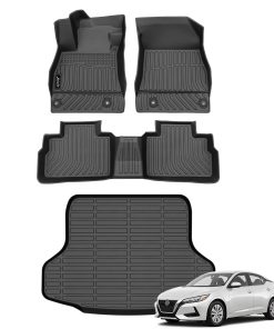 Juego de tapetes para automóvil y protector de -Negro