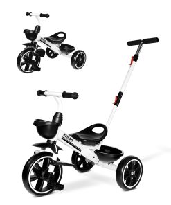 Triciclo para Niños KRIDDO 2-en-1 para Edades -Blanco