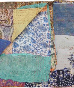 Manta de tirar acolchada de seda 100% hecha a mano de