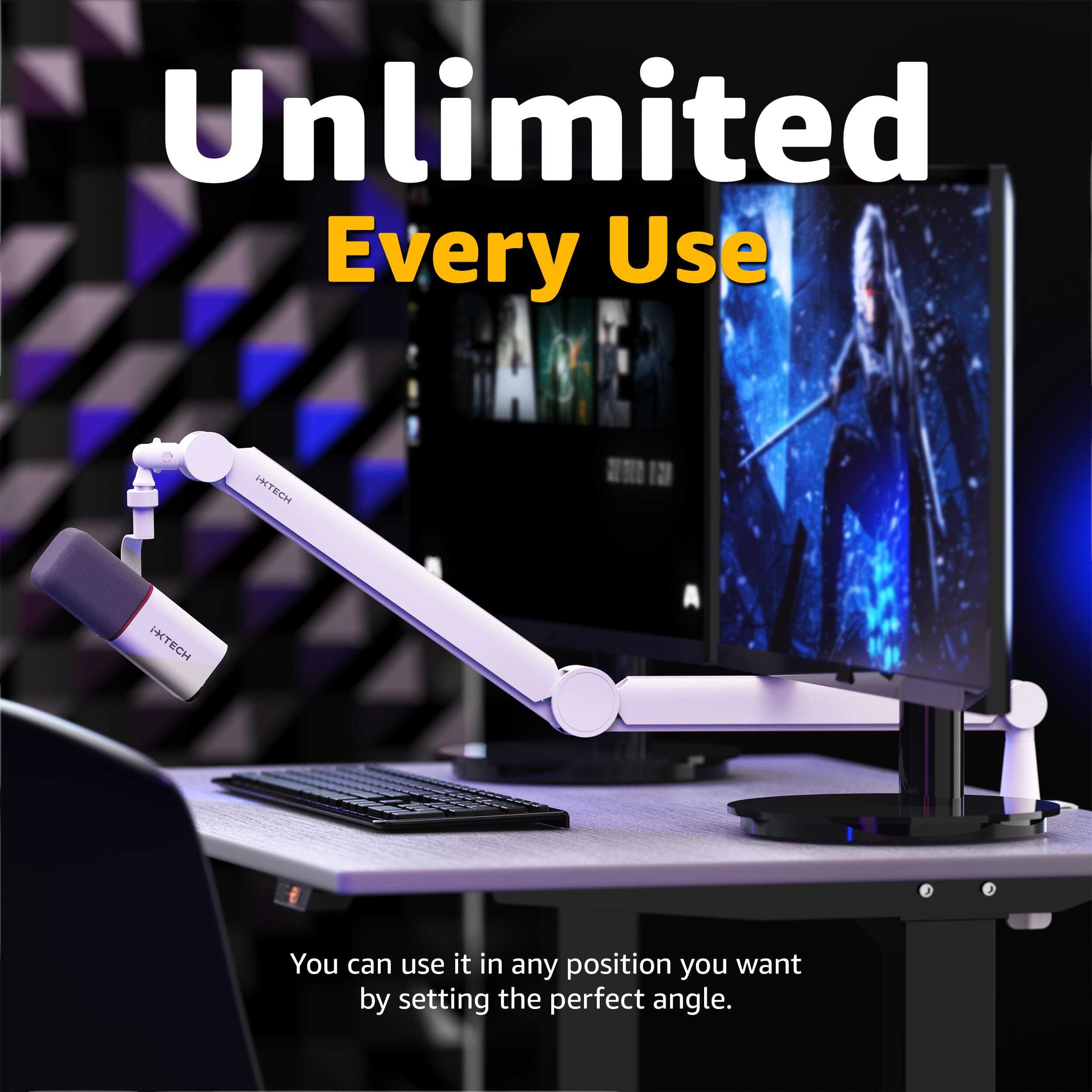 Brazo de Micrófono Blanco IXTECH Premium Boom Arm 360� - Imagen 5