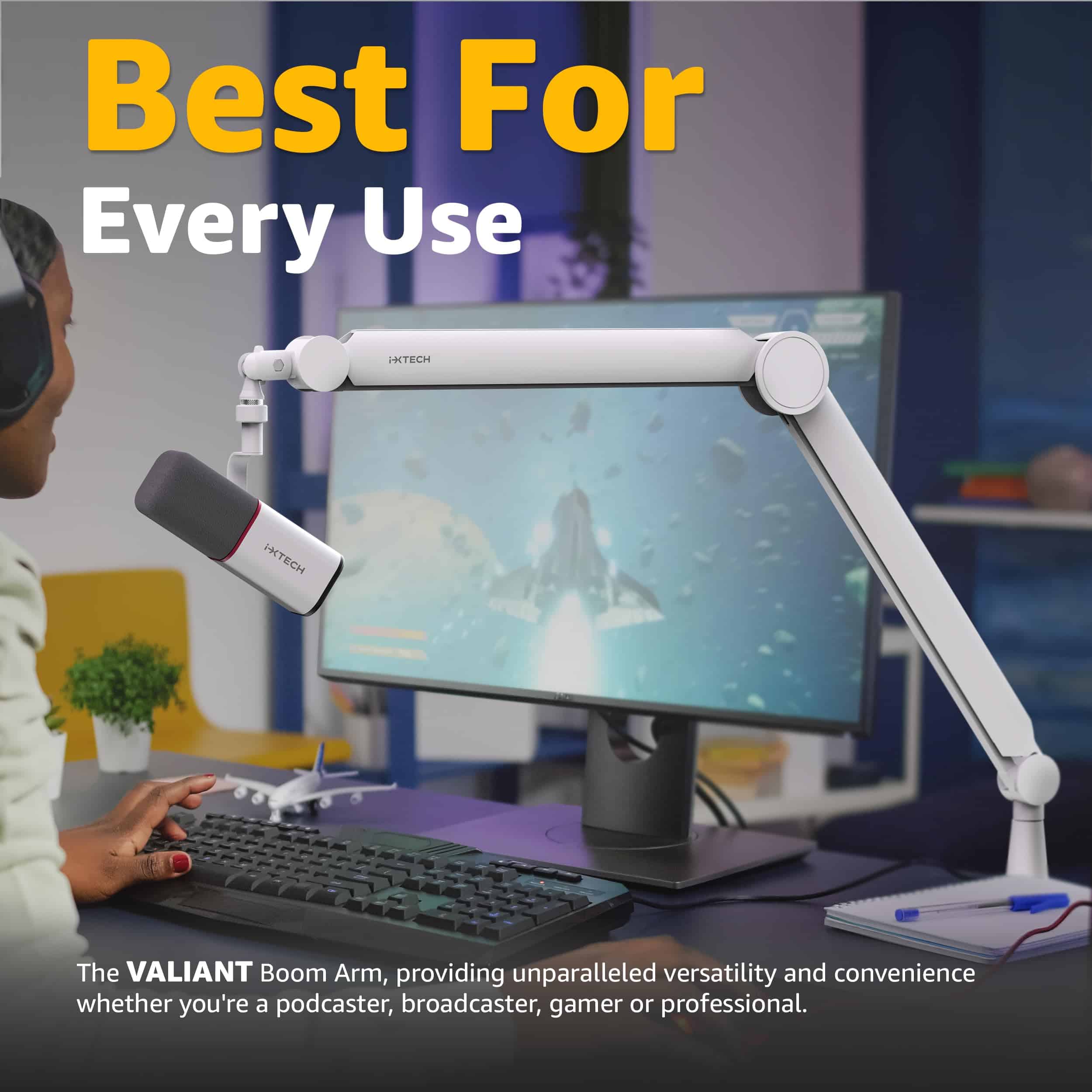 Brazo de Micrófono Blanco IXTECH Premium Boom Arm 360� - Imagen 6