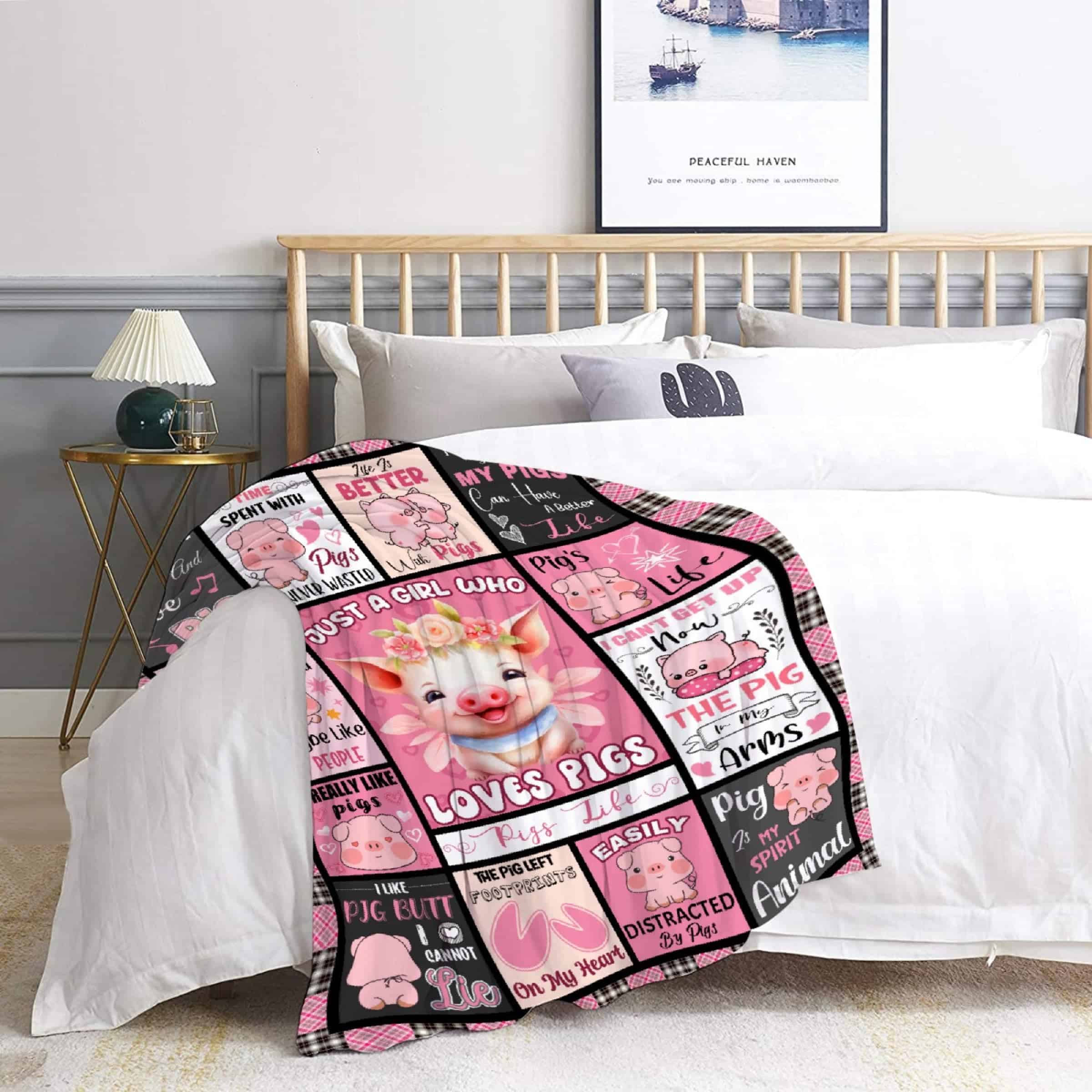 Manta de Sofá con Temática de Amante de los Cerdos - Súper - Imagen 6