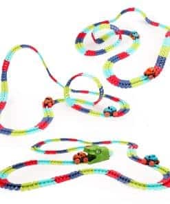 Pista de Carreras para Niños con Coche de Carreras LED,