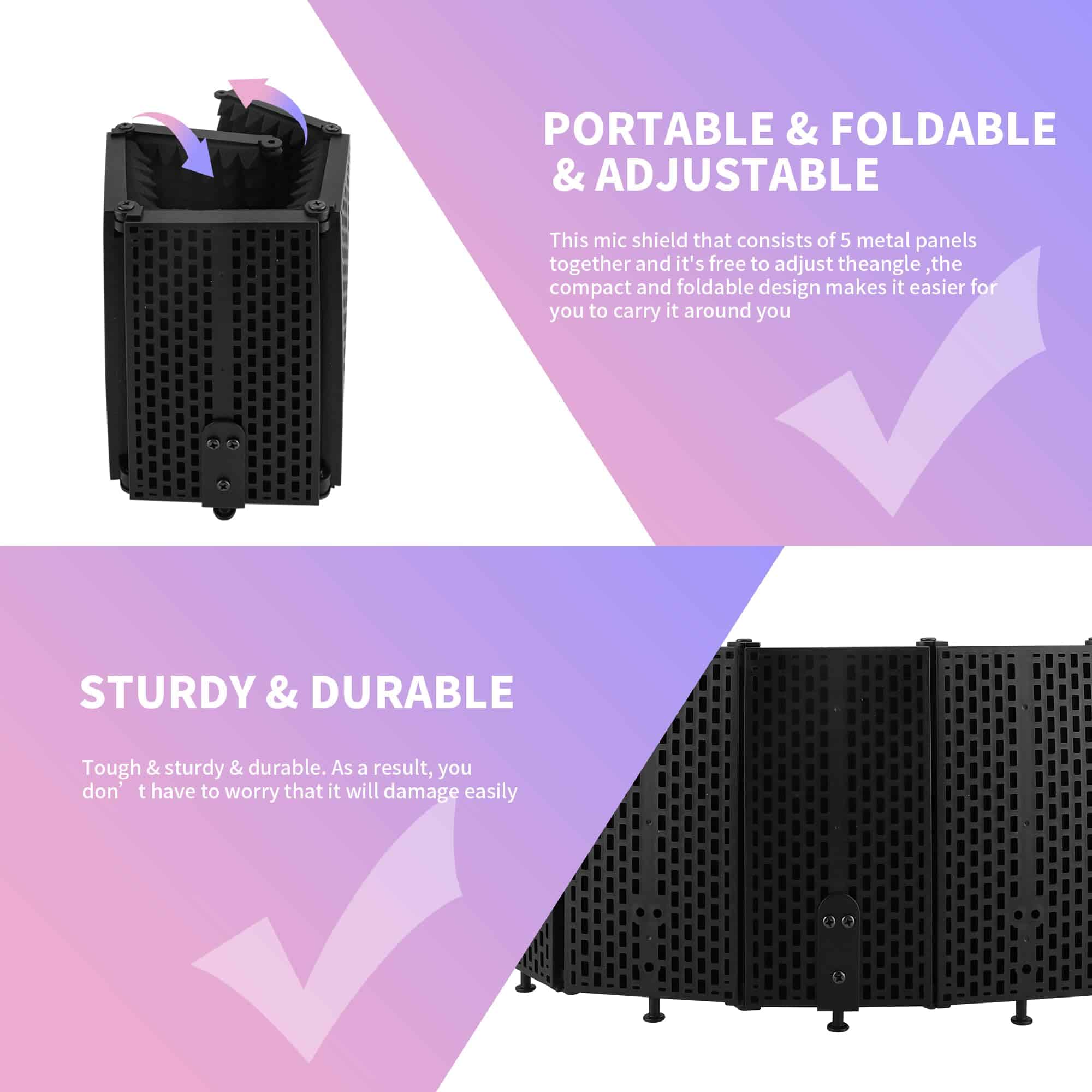 Escudo de Aislamiento de Micrófono para Grabación con - Imagen 5