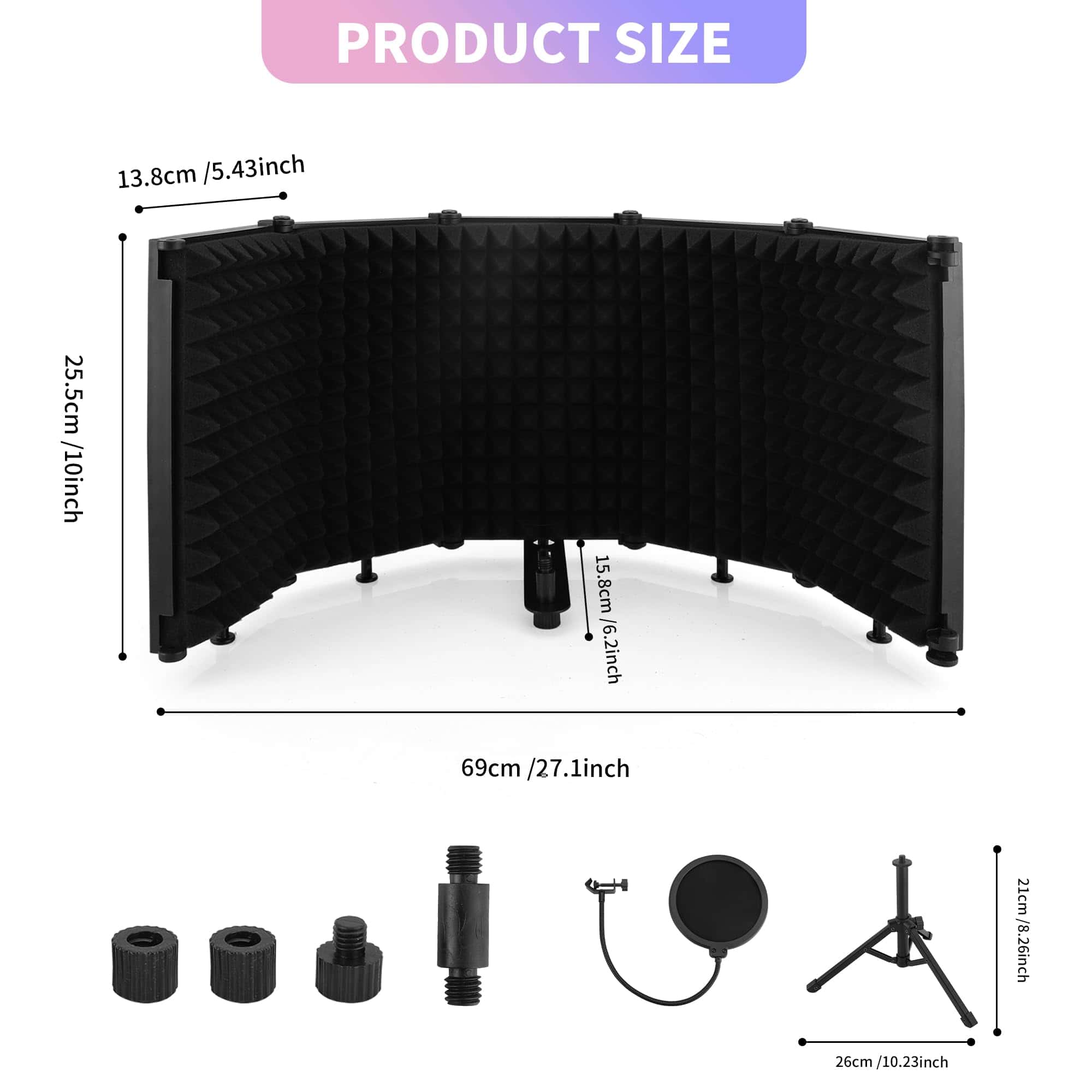 Escudo de Aislamiento de Micrófono para Grabación con - Imagen 4