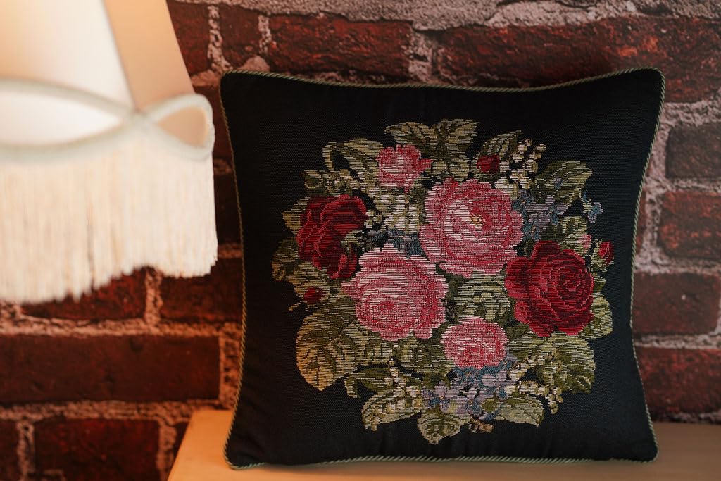 Funda de Cojín Jacquard de Lujo Hecha en Italia con Rosas - Imagen 7