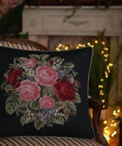 Funda de Cojín Jacquard de Lujo Hecha en Italia con Rosas