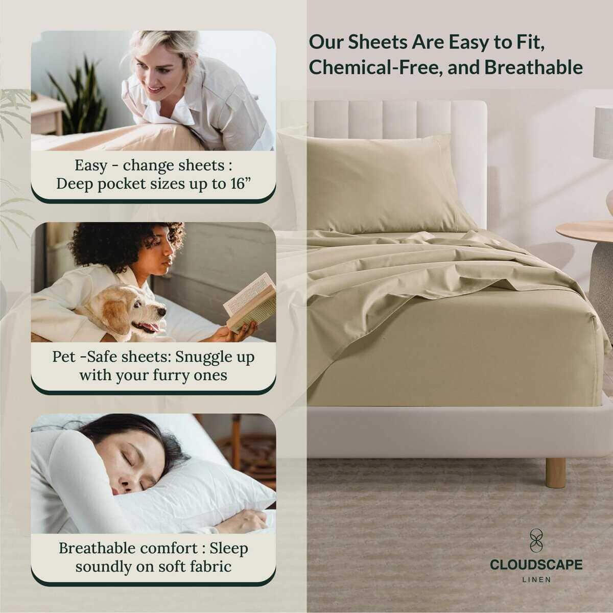 Juego de sábanas de algodón egipcio 100% para cama King - Imagen 4