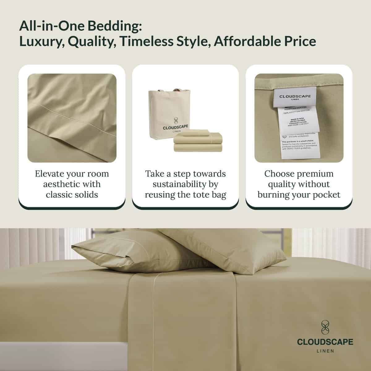 Juego de sábanas de algodón egipcio 100% para cama King - Imagen 5