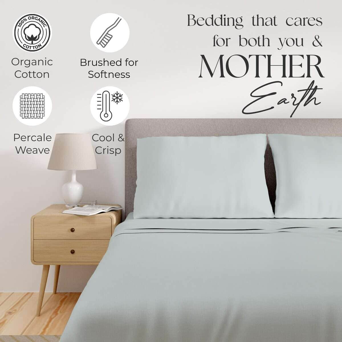 Juego de sábanas de algodón orgánico 100% -Gris suave - Imagen 3
