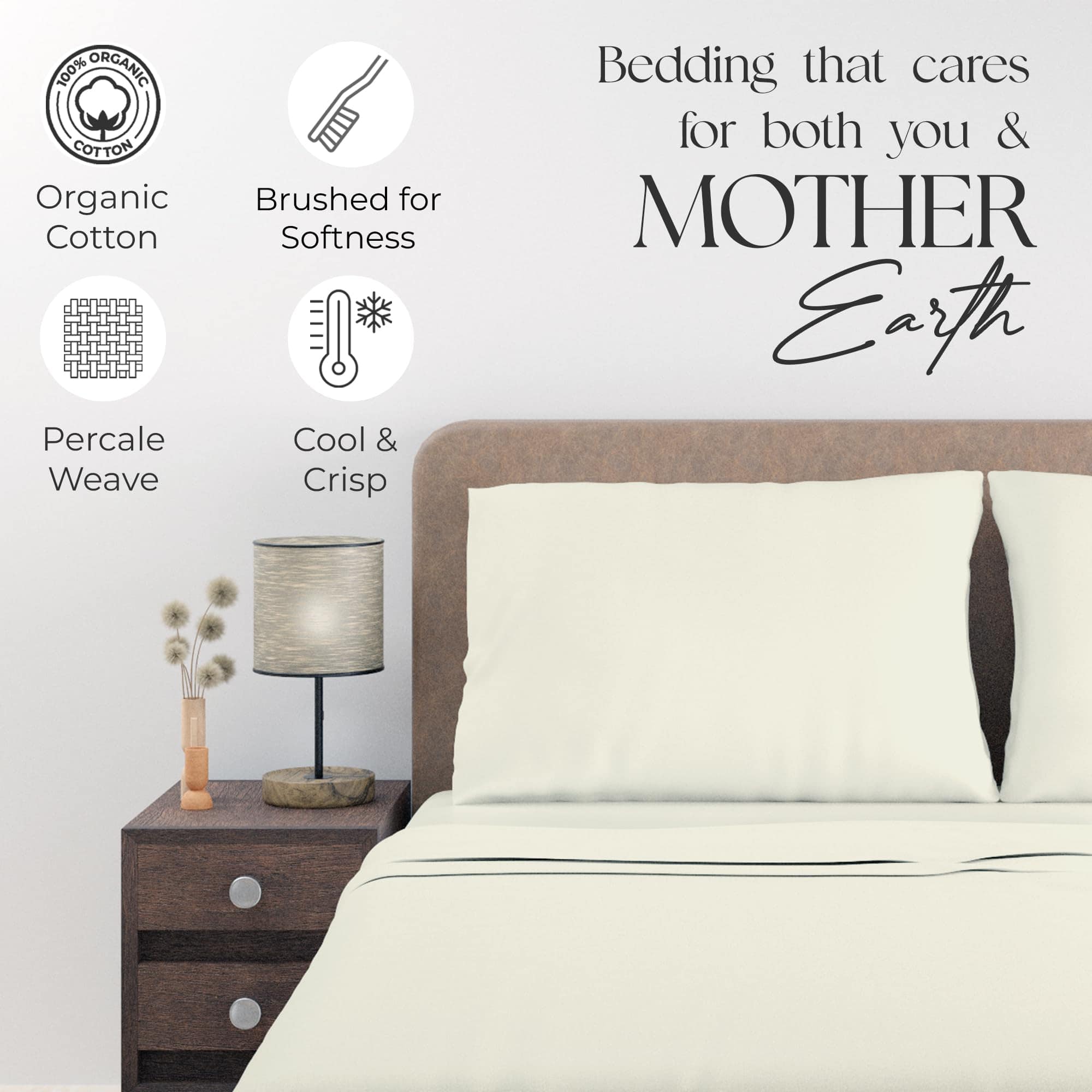 Juego de sábanas de algodón orgánico 100% para cama queen, - Imagen 3