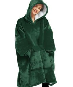 Manta con capucha KFUBUO para adultos -Verde esmeralda