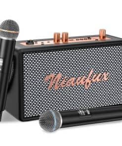 Máquina de Karaoke Retro con Dos Micrófonos Inalámbricos,