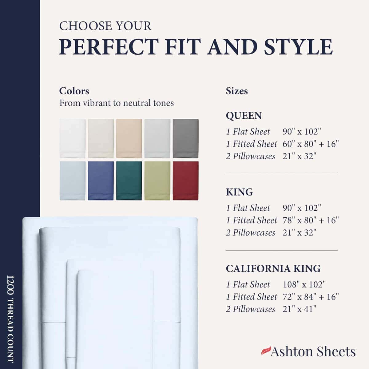 Ashton Sheets Juego de sábanas de algodón egipcio tamaño - Imagen 9