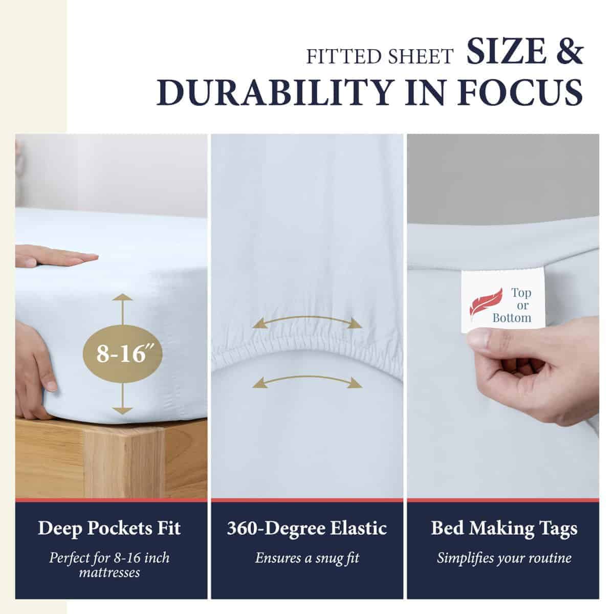 Ashton Sheets Juego de sábanas de algodón egipcio tamaño - Imagen 5