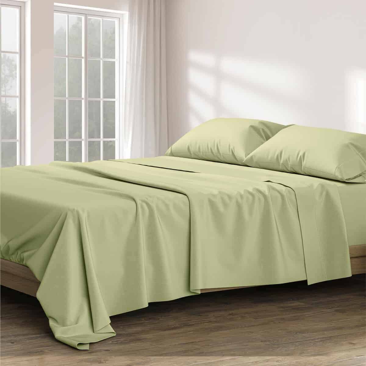 Juego de sábanas de algodón egipcio Ashton -Verde Salvia
