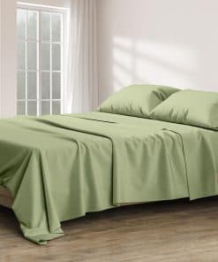 Juego de sábanas 100% algodón egipcio tamaño -Verde salvia