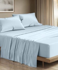 Juego de sábanas 100% algodón egipcio tamaño -Azul Claro