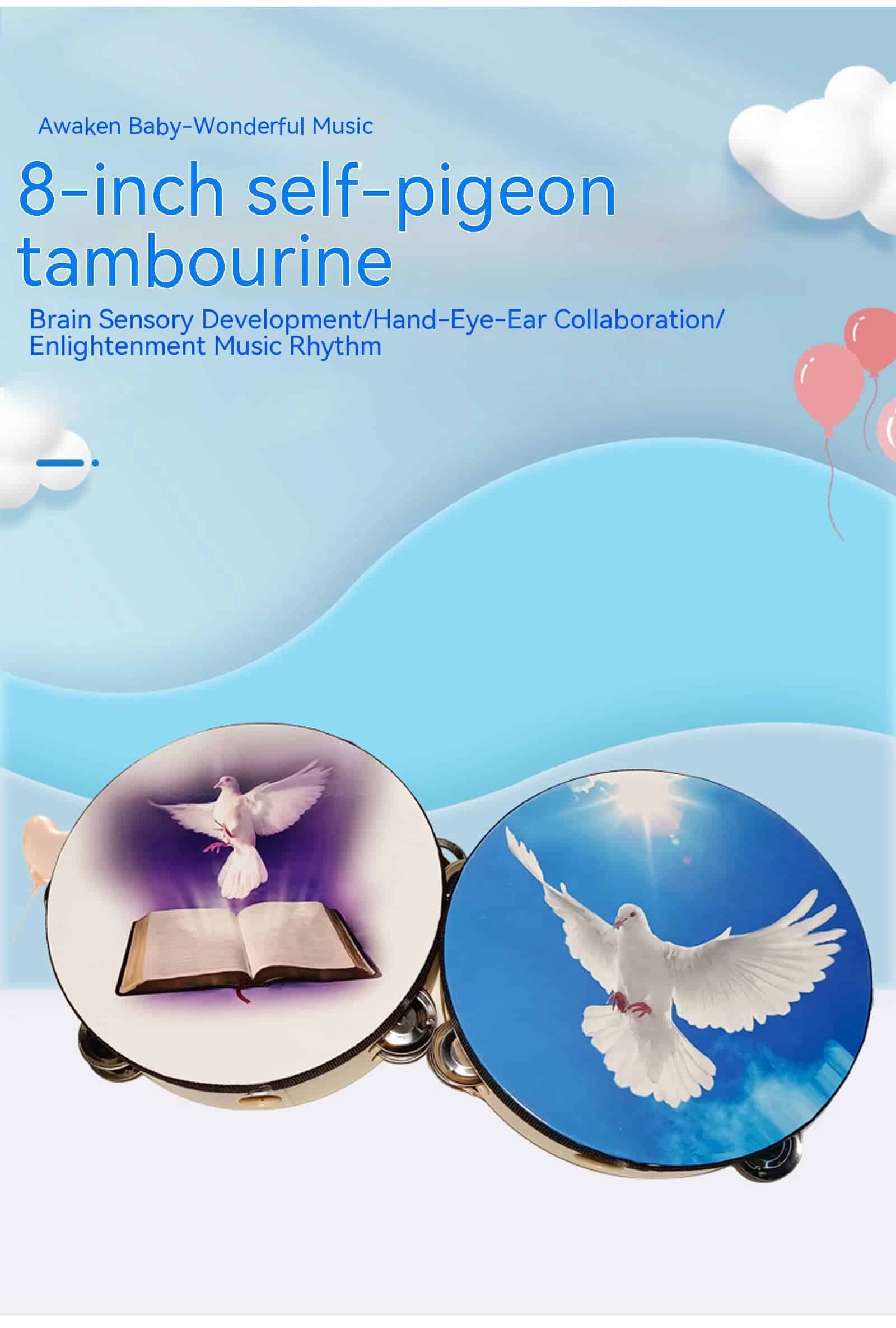 1 Pcs Pandereta Doble Filas Palomas Biblia Jingle Pandereta - Imagen 8