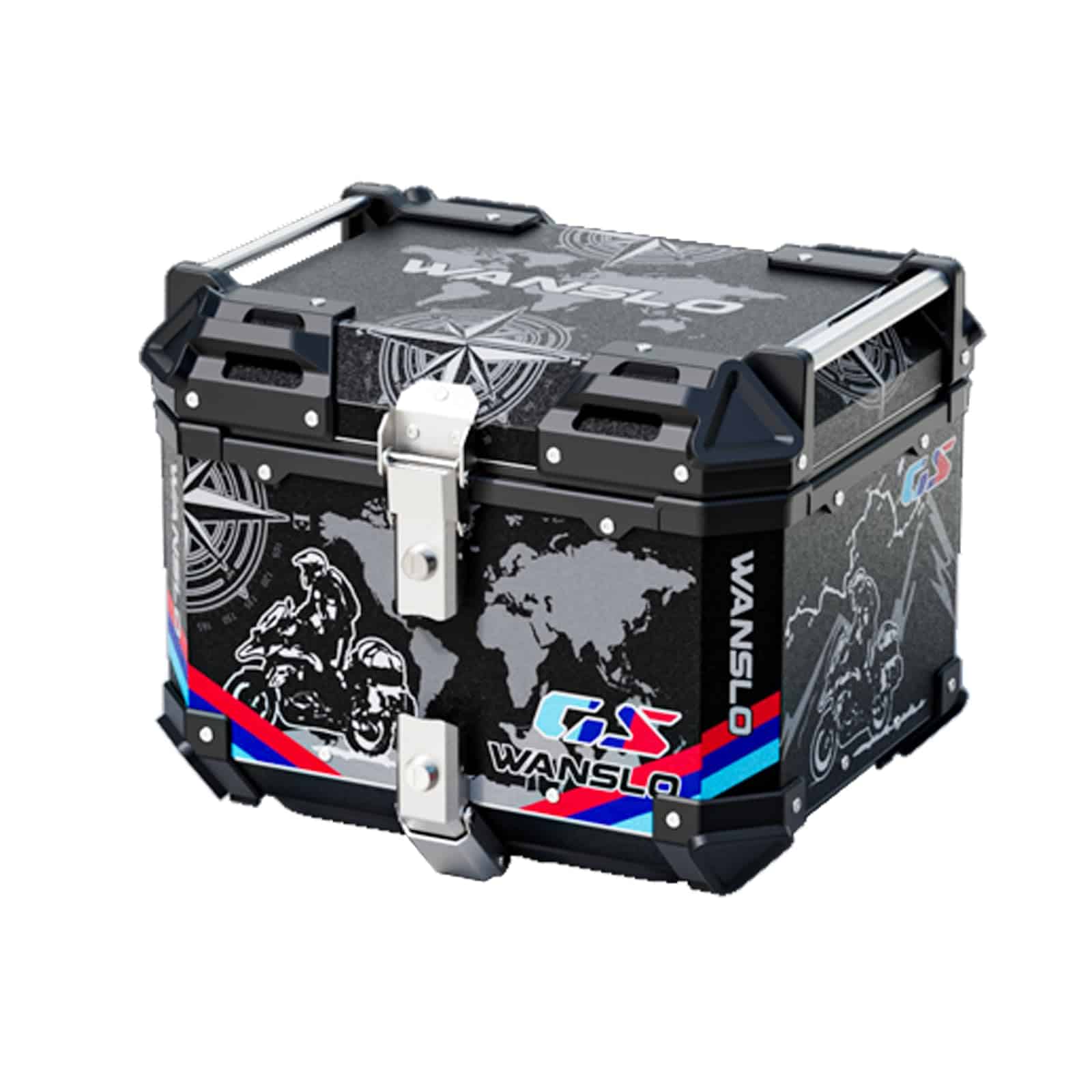 Wanslo 45L Caja Trasera de Motocicleta de Aluminio Grueso