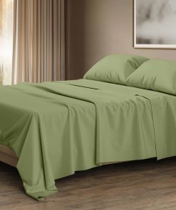 Juego de sábanas 100% algodón egipcio tamaño -Verde salvia