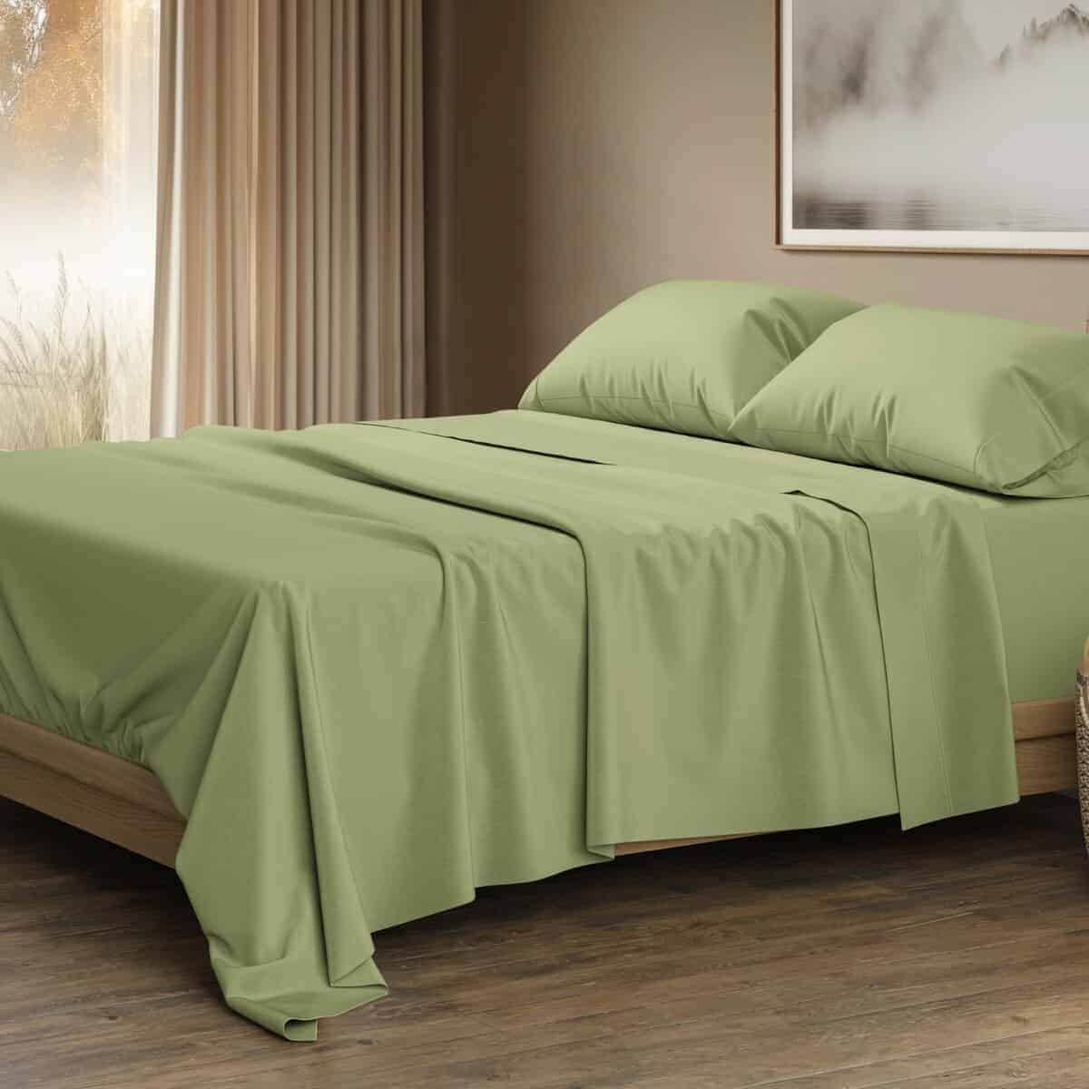 Juego de sábanas de algodón egipcio THREAD -Verde Salvia