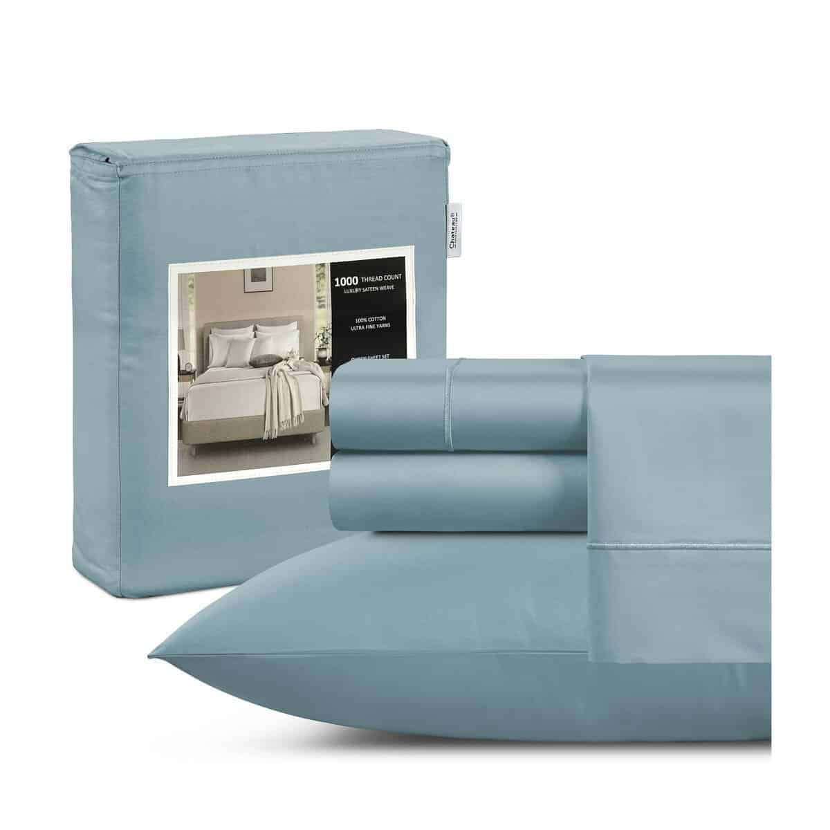 Juego de sábanas de algodón 100% de 1000 hilos para cama