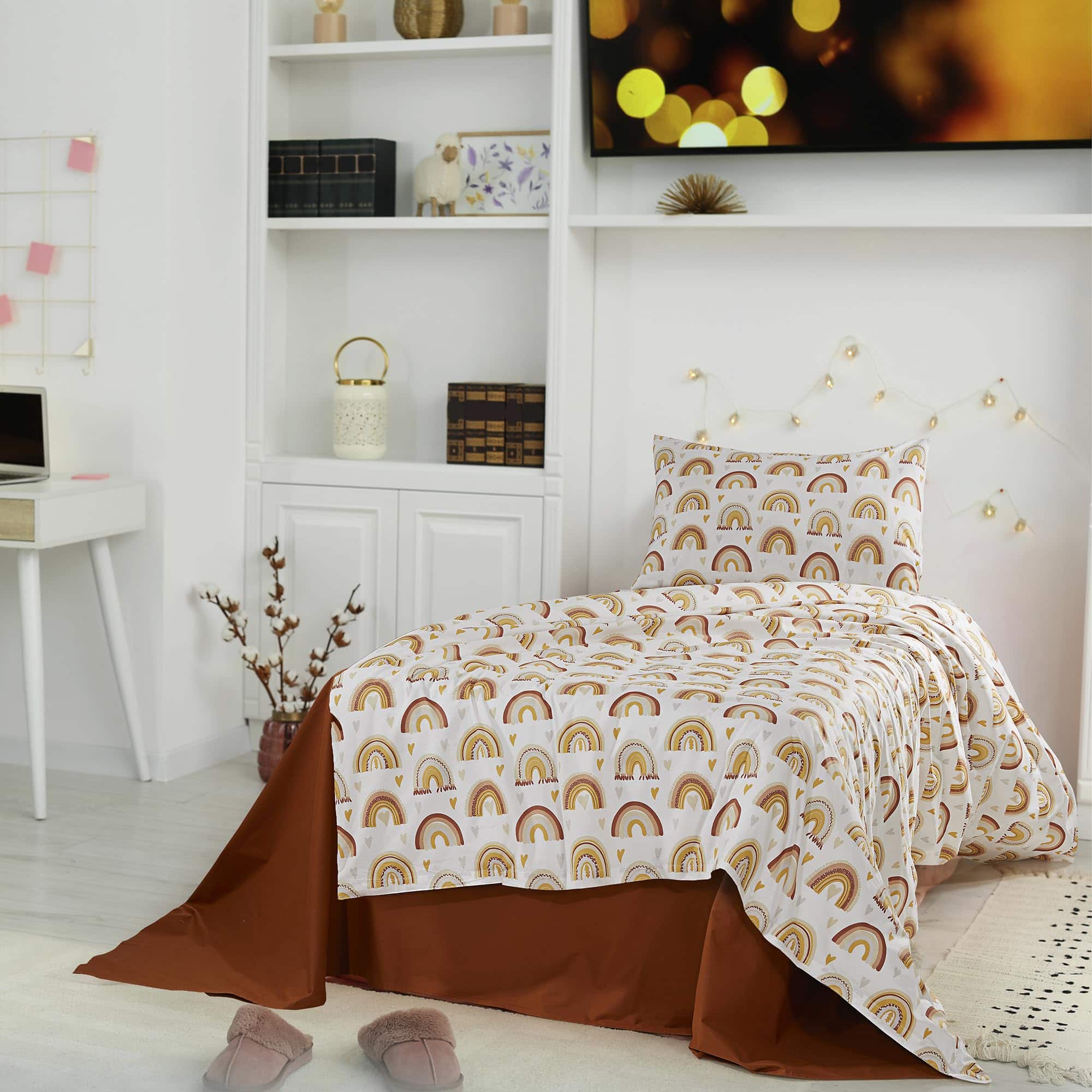 MUNDOLINDO Funda de edredón 100% algodón Rainbow Boho Funda