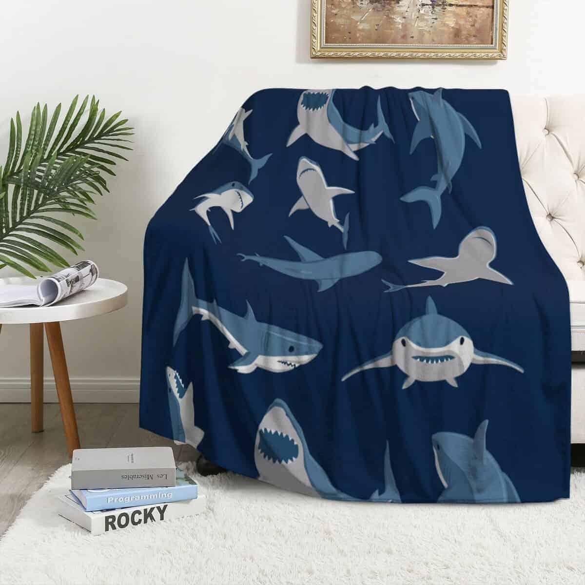 Manta de tiburón para sofá, suave cálida y ligera, mantas y - Imagen 3