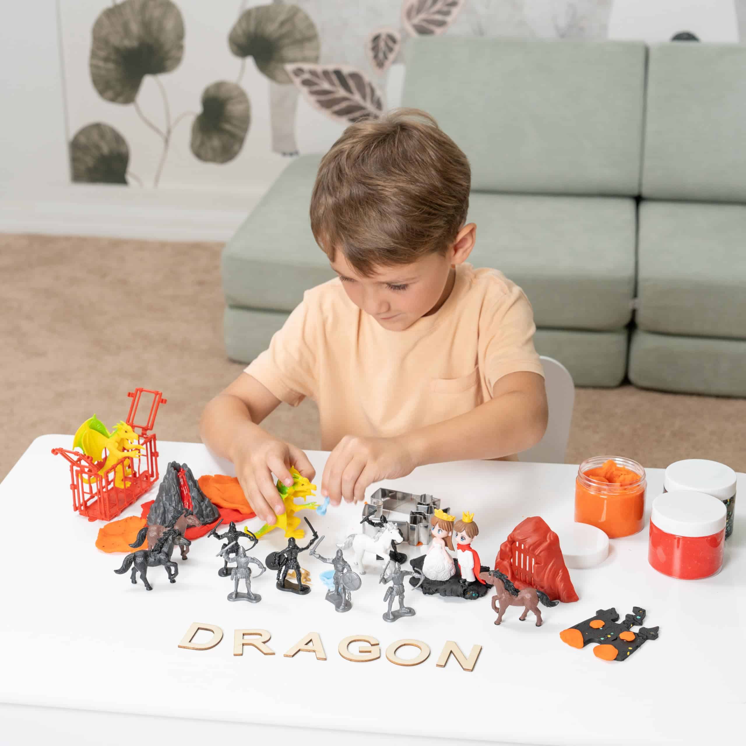 Kit Sensorial Dragón para Niños con 3 Frascos de Plastilina - Imagen 6