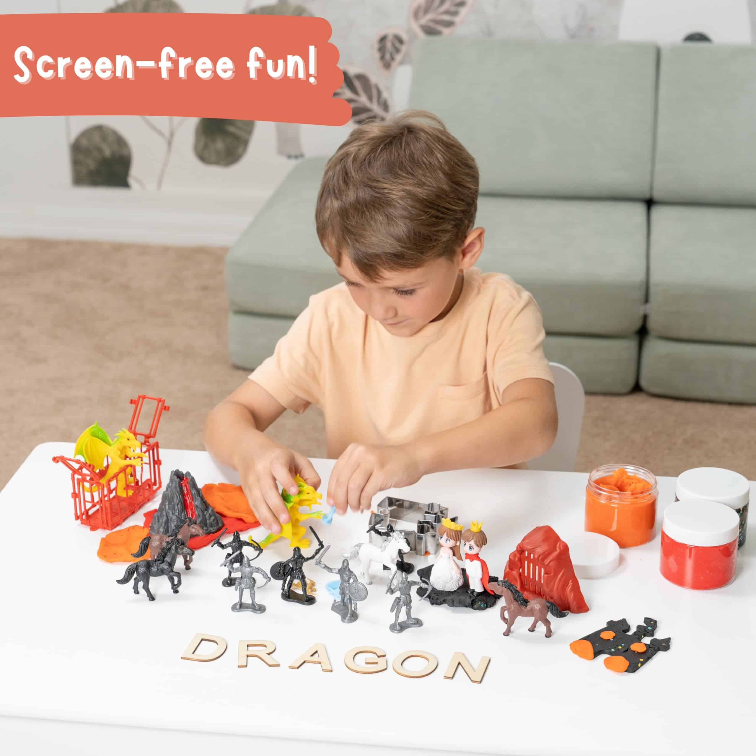 Kit Sensorial Dragón para Niños con 3 Frascos de Plastilina - Imagen 7