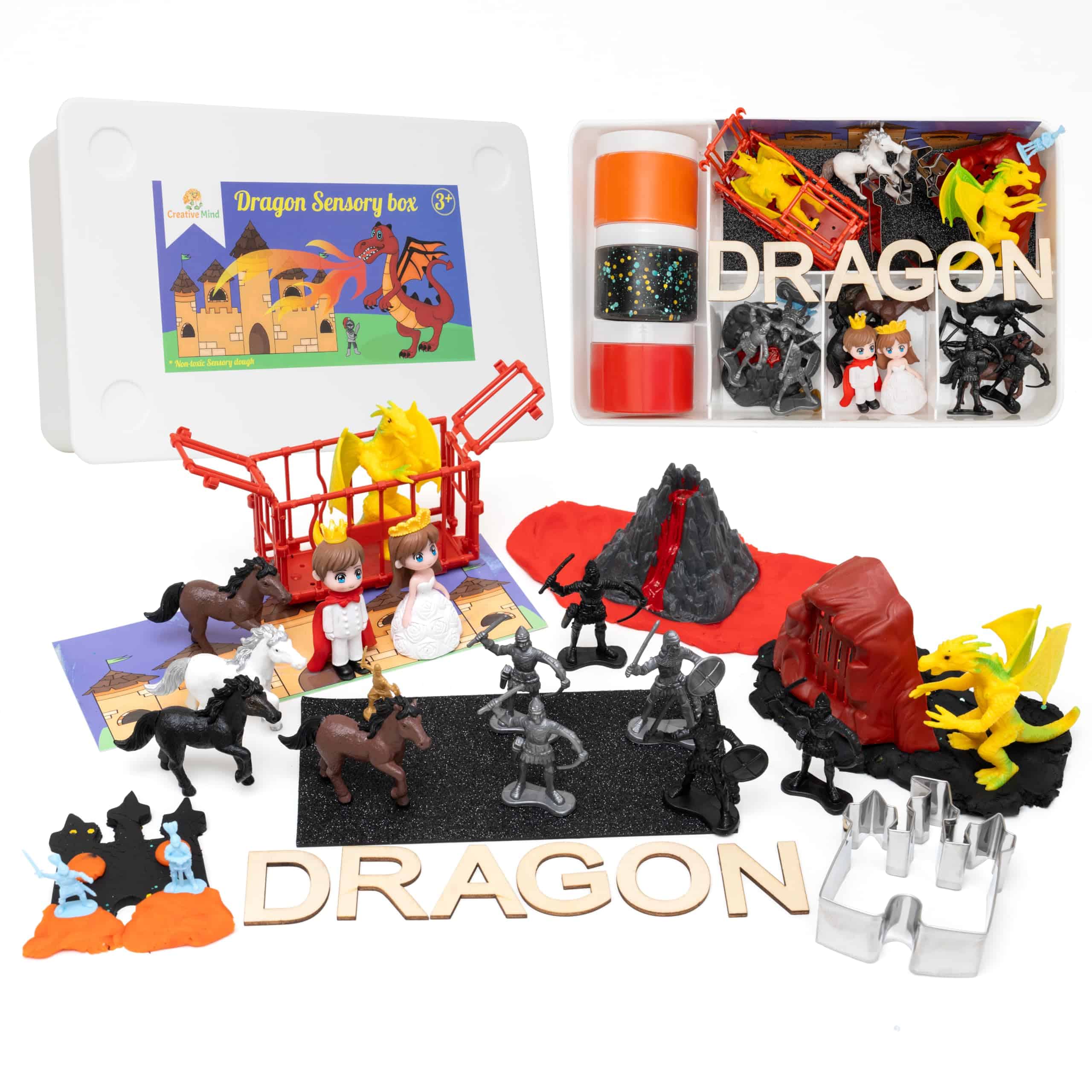 Kit Sensorial Dragón para Niños con 3 Frascos de Plastilina