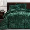 Juego de colcha de terciopelo Chezmoi -Forest Green