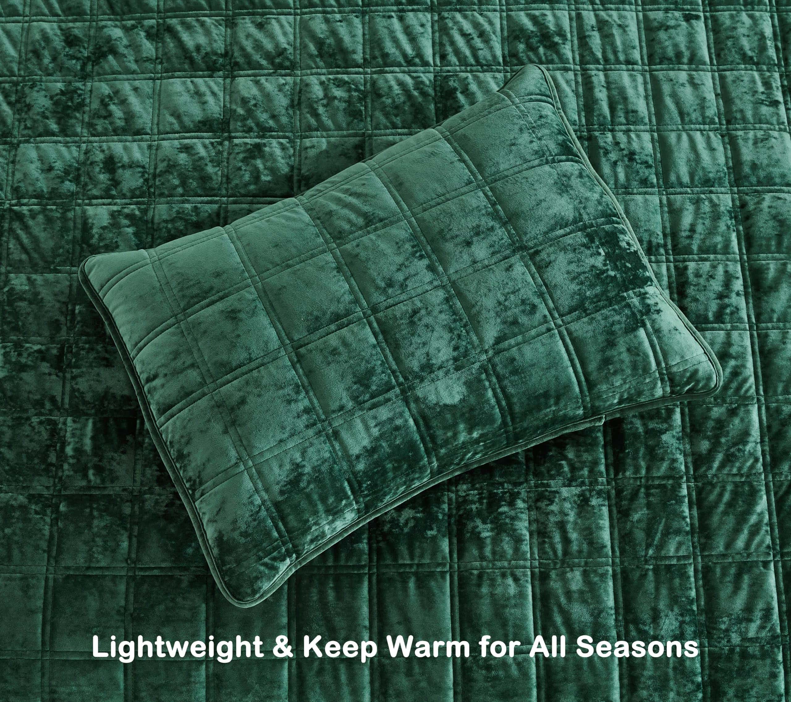 Juego de colcha de terciopelo Chezmoi -Forest Green - Imagen 7