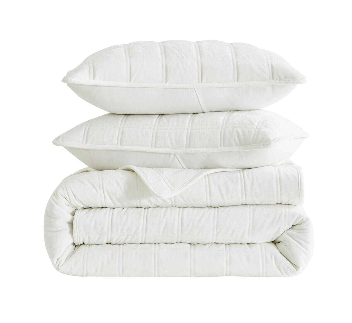 Juego de Colcha de Terciopelo Chezmoi -Blanco Crema - Imagen 10