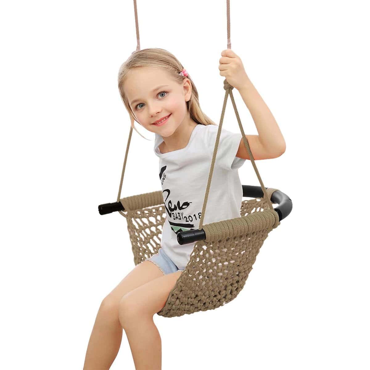 Hi-Na Asiento de columpio para niños con respaldo y manija,