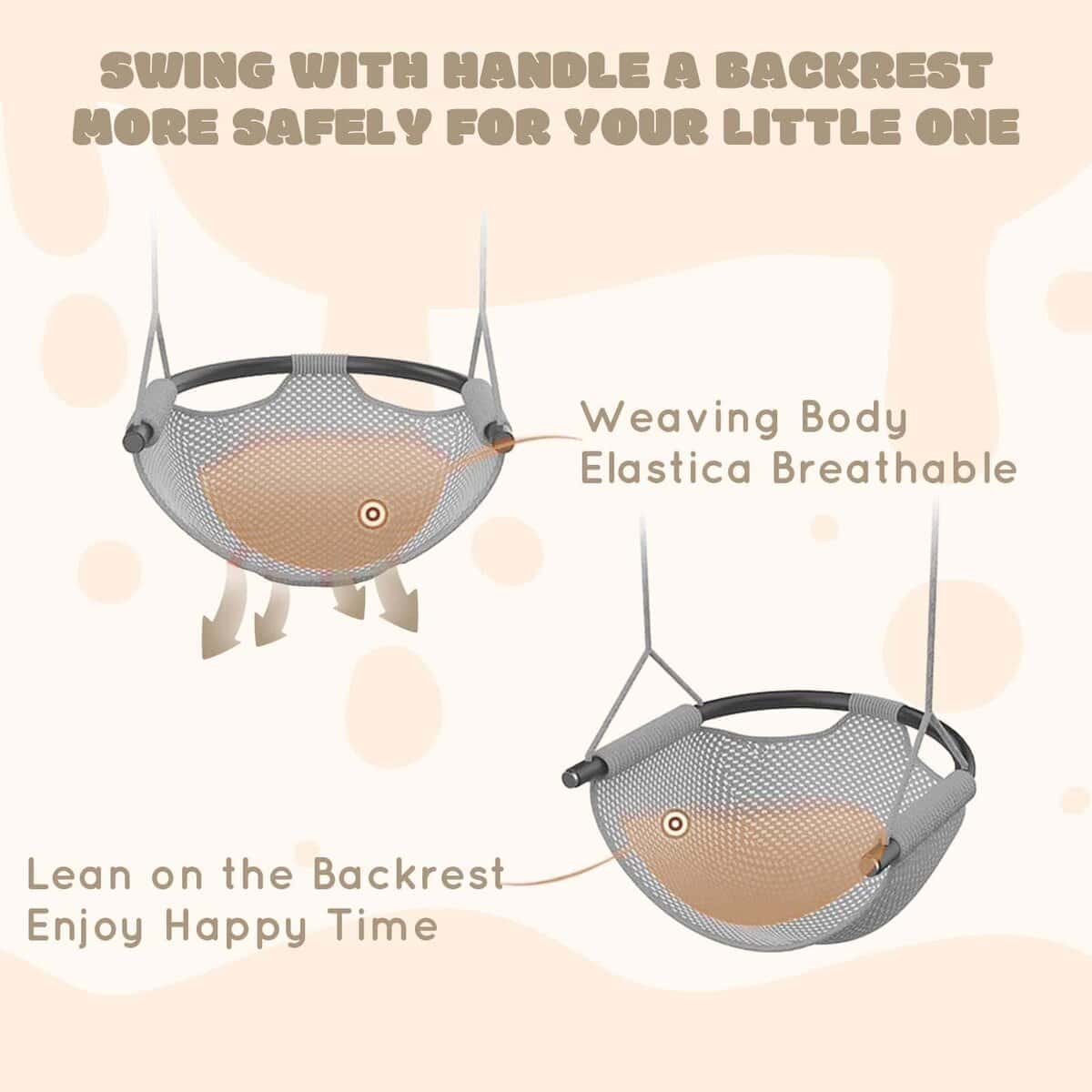 Hi-Na Asiento de columpio para niños con respaldo y manija, - Imagen 3