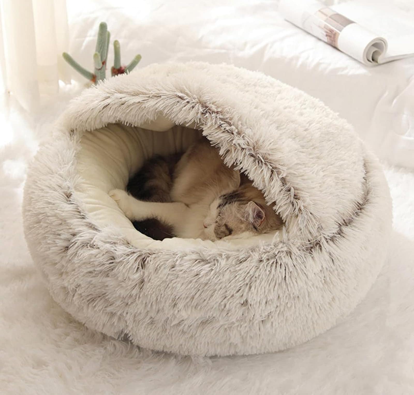 Cama calmante para perros Beskie, Cama de cueva para gatos - Imagen 4