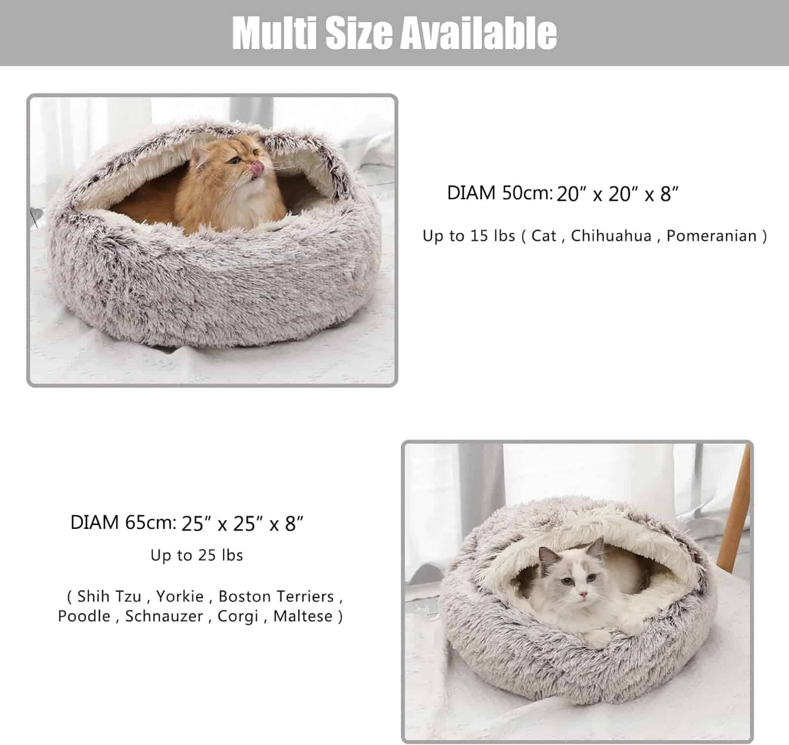 Cama calmante para perros Beskie, Cama de cueva para gatos - Imagen 6