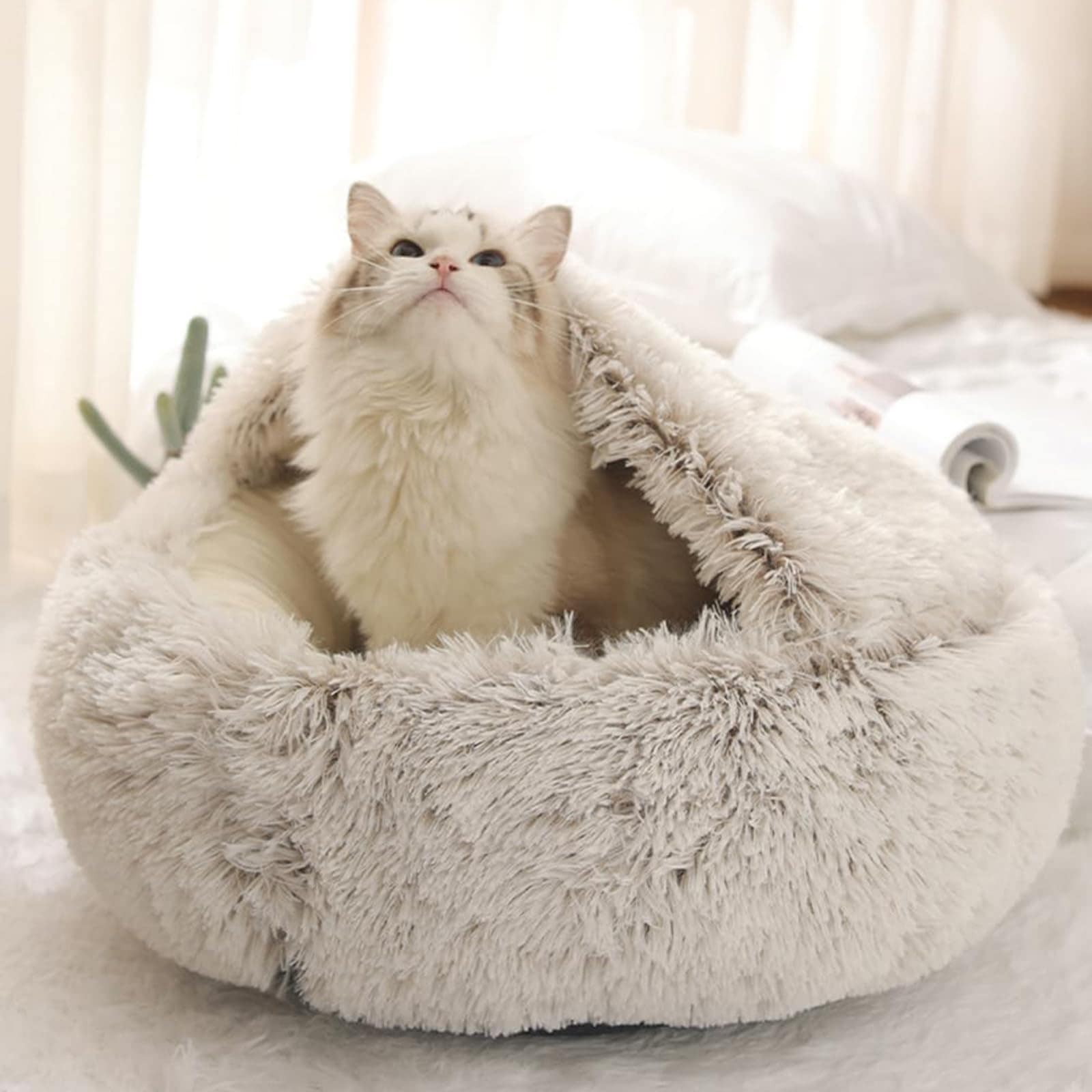 Cama calmante para perros Beskie, Cama de cueva para gatos - Imagen 3