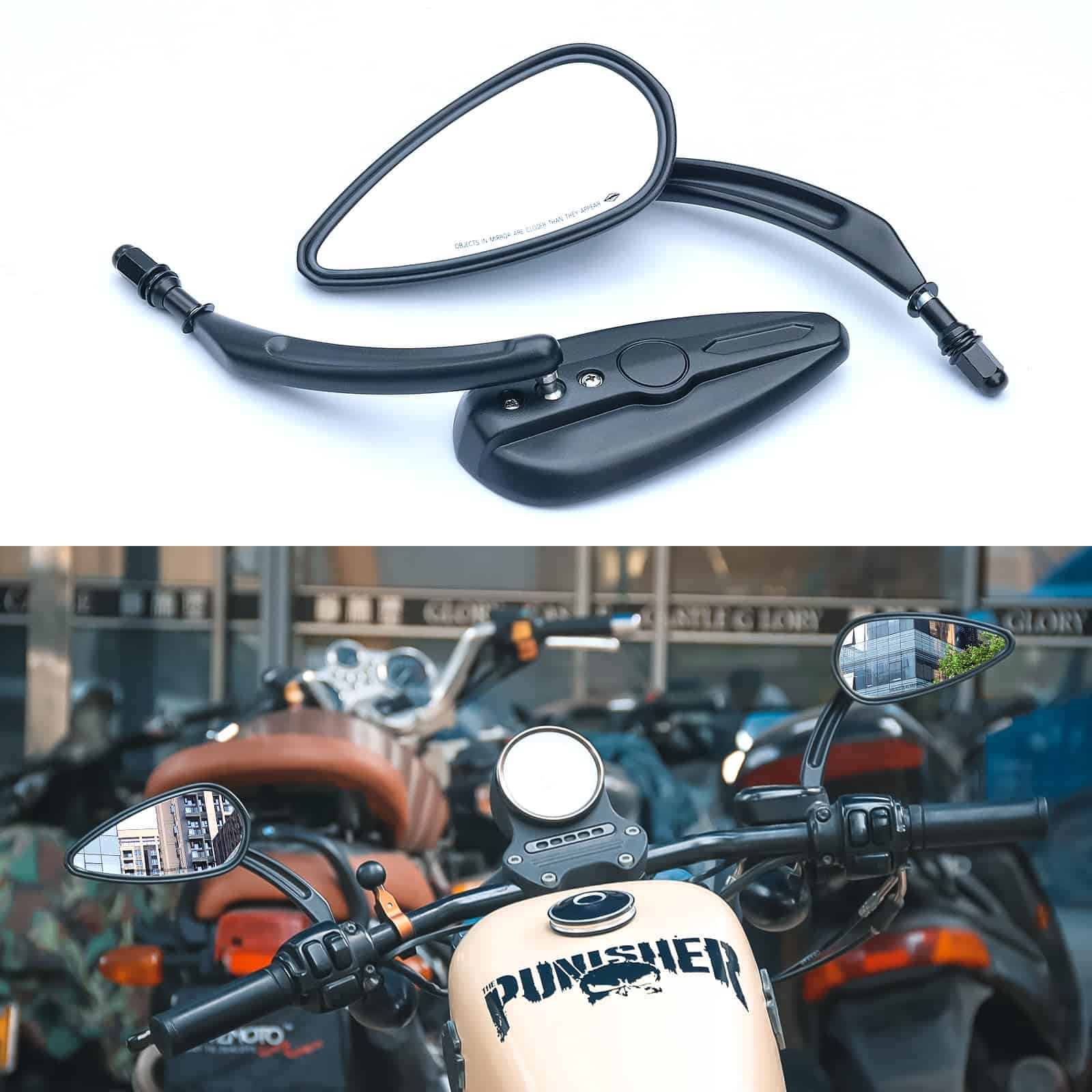 Espejos retrovisores para motocicleta WTZMOTO con forma de
