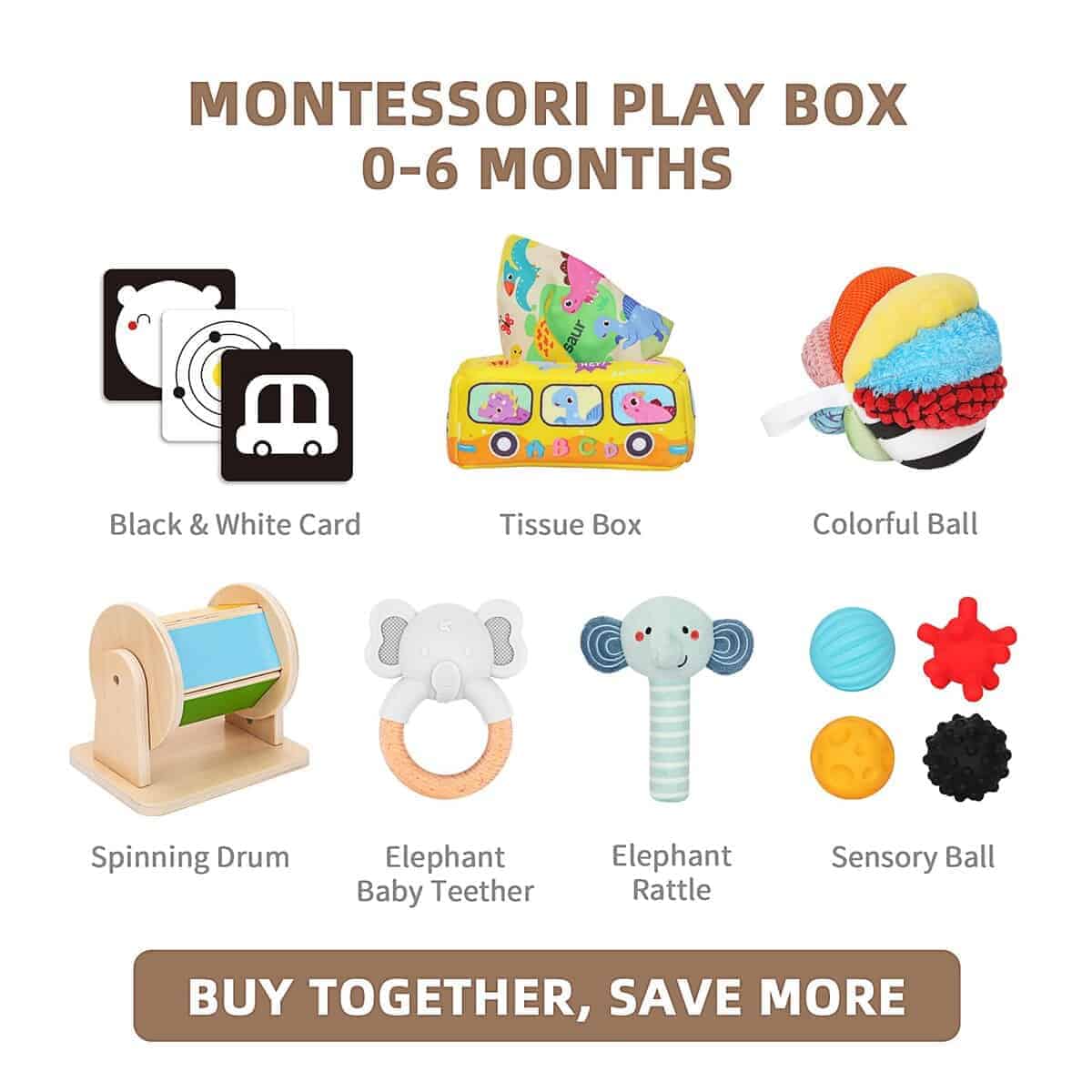 Juguetes Montessori para Bebés 0-6 Meses, 7 en 1 Juguetes - Imagen 3