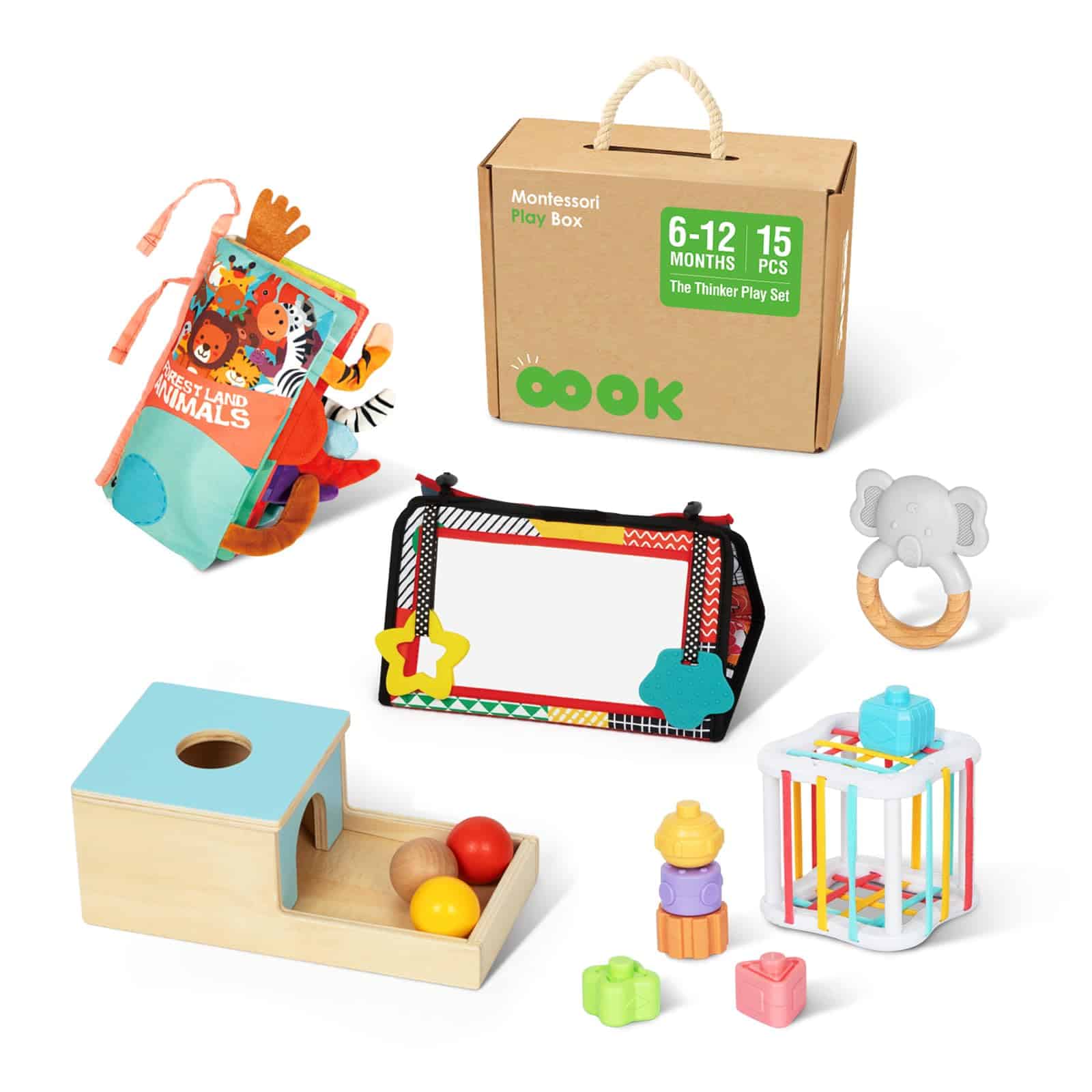Juguetes Montessori para Bebés de 6-12 Meses, -r Natural