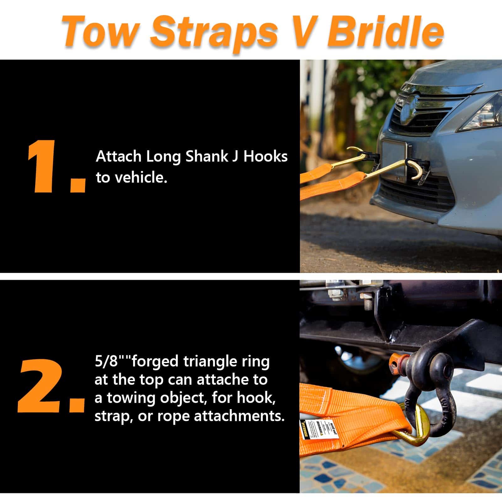 Cintas de Remolque SENKEYFE V Bridle, 3" x 24" V-Strap de - Imagen 6