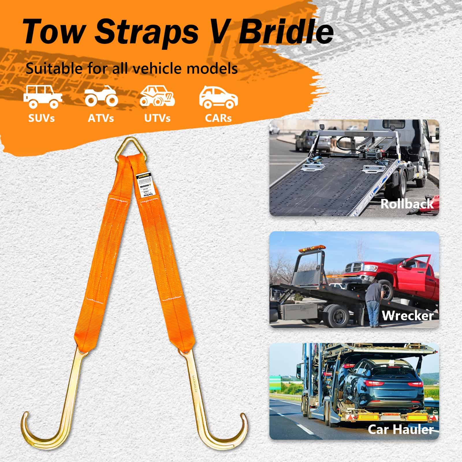 Cintas de Remolque SENKEYFE V Bridle, 3" x 24" V-Strap de - Imagen 7