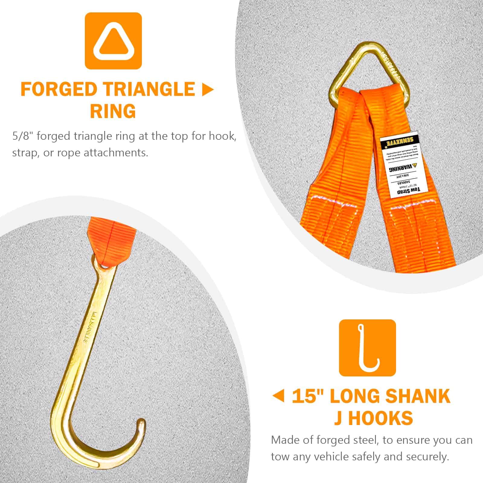 Cintas de Remolque SENKEYFE V Bridle, 3" x 24" V-Strap de - Imagen 4