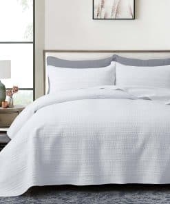 Juego de Edredón King Size Moonline Blanco 3 Piezas, Ligero