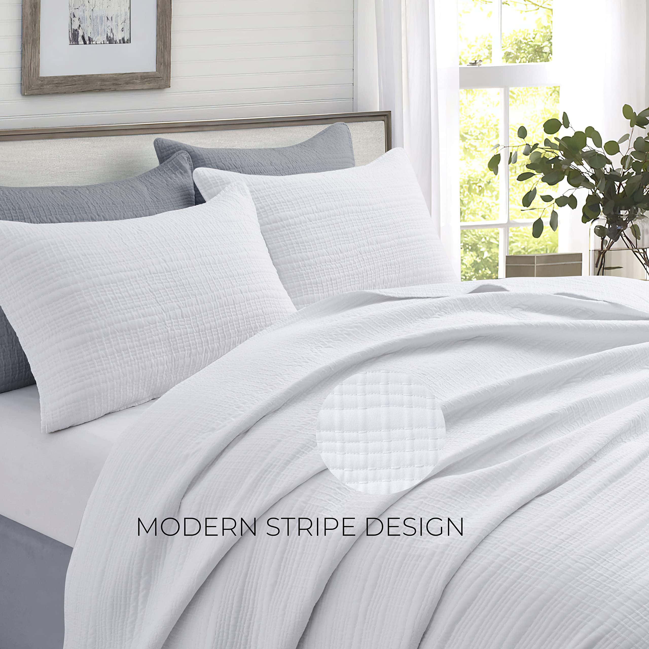 Juego de Edredón King Size Moonline Blanco 3 Piezas, Ligero - Imagen 4