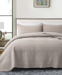 Juego de Colcha Moonline Tamaño King Beige 3 Piezas, Suave
