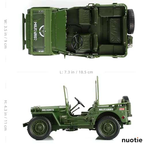 Modelo de Coche Jeep Willys MB 1/18 Vehículo Militar - Imagen 3